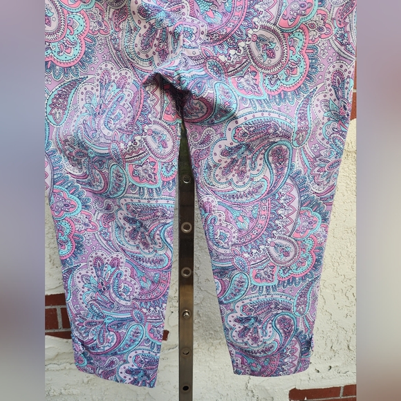 2P Women TALBOTS cotton purple paisley print Perfect Crop Pants PETITE - Picture 11 of 13